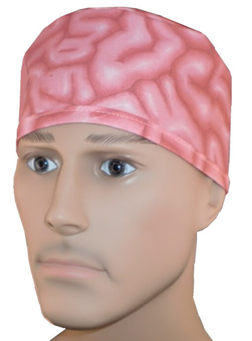 Surgical Scrub Hat Tie in Back Brains Grey Matter