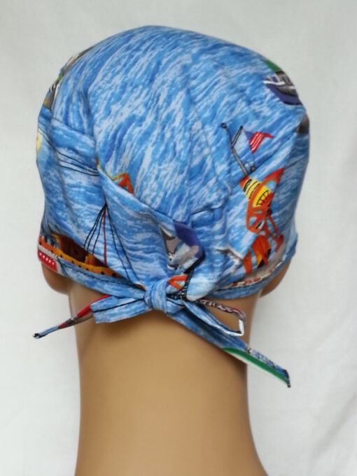 Surgical Scrub Hat Tie in Back McDreamy Ships Boats - Image 3