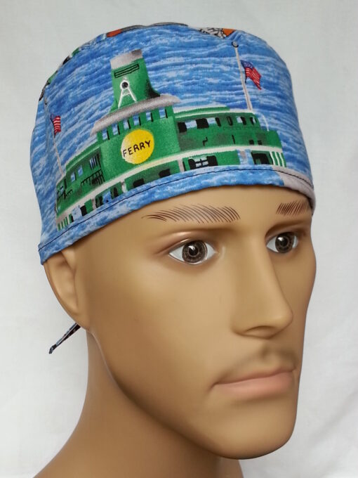 Surgical Scrub Hat Tie in Back McDreamy Ships Boats