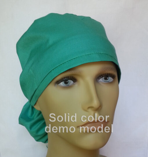 Surgical Scrub Hat Ponytail Style Solid Color Kelly Green - Image 2