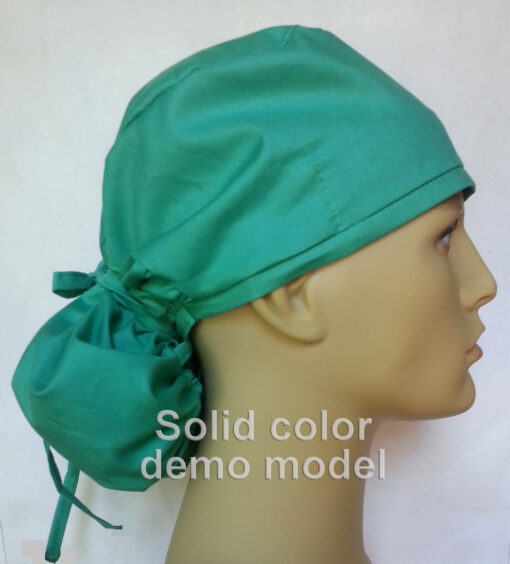 Surgical Scrub Hat Ponytail Style Solid Color Kelly Green