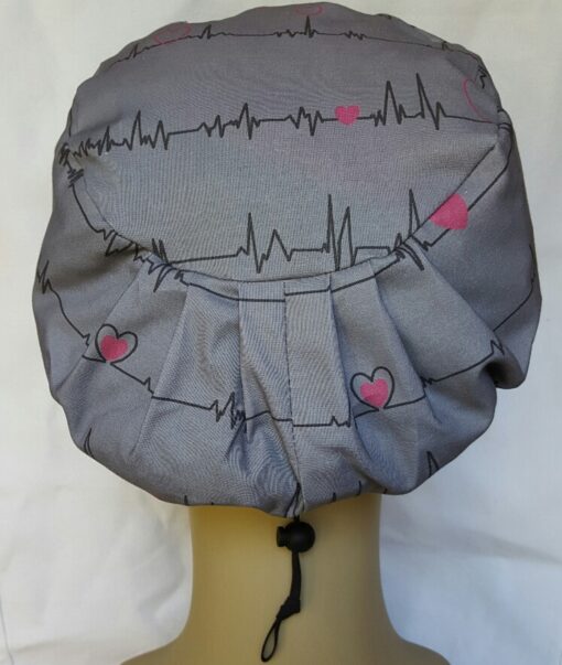 Surgical Scrub Hat Modified Pixie Hat EKG Grey - Image 3