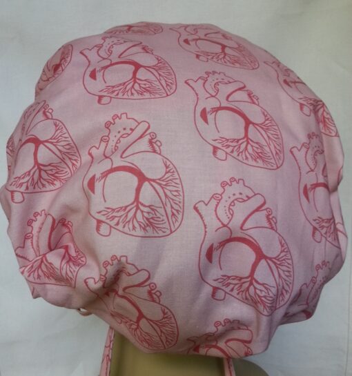 Surgical Scrub Hat Banded Bouffant Anatomic Heart Pink - Image 2