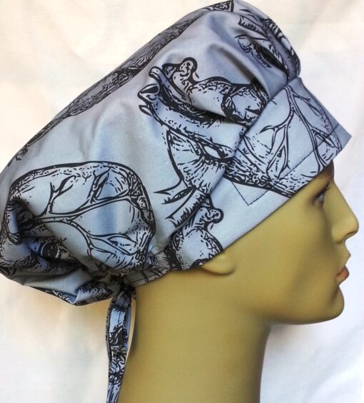 Surgical Scrub Hat Banded Bouffant Anatomic Heart Gray - Image 3