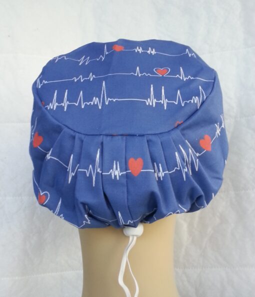 Surgical Scrub Hat Modified Pixie Hat EKG Blue - Image 2