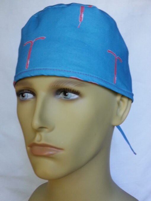 Surgical Scrub Hat Tie in Back IUD blue