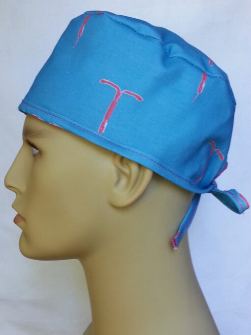 Surgical Scrub Hat Tie in Back IUD blue - Image 3