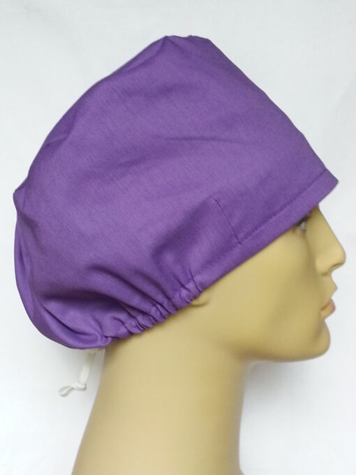 Surgical Scrub Hat Modified Pixie Cord Lock Solid Color Purple - Image 3