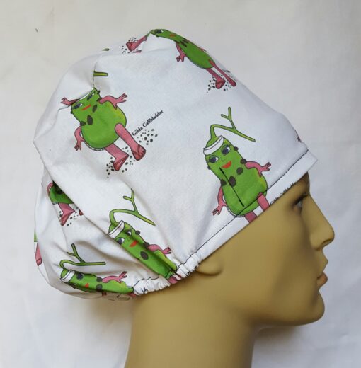 Surgical Scrub Hat Pixie Cord Lock Gilda Gallbladder White and Green - Image 4