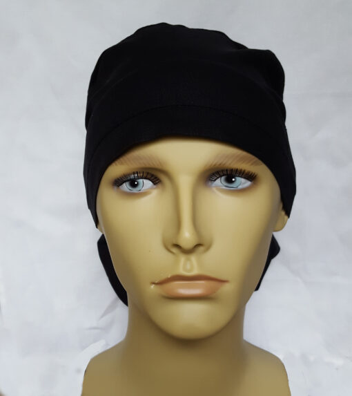 Surgical Scrub Hat Ponytail Style Solid Color Black - Image 3