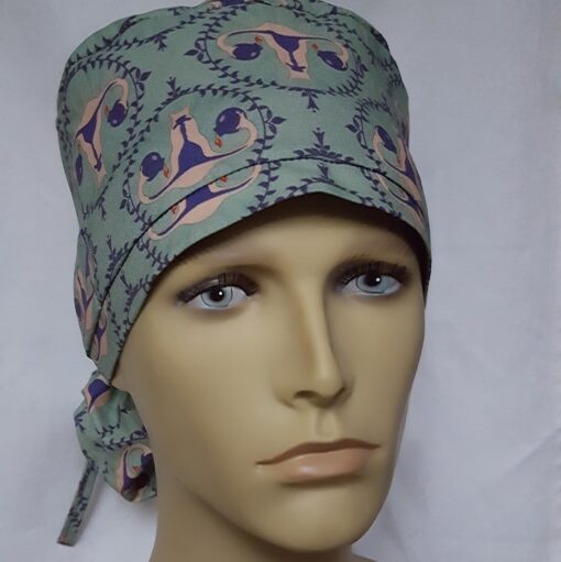 Surgical Scrub Hat Ponytail, Ovary, Turquoise and Blue - Image 4